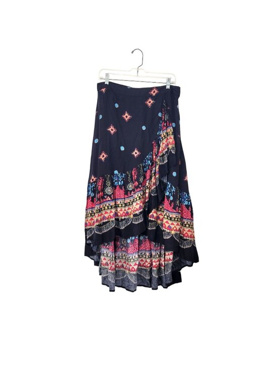 The Pyramid Collection Dresses & Skirts - The Pyramid Collection Boho Ruffled Maxi Skirt Large Multicolor Rayon